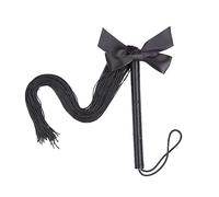 JIHUOO Long PU Leather Horse Whip Black Horse Riding Crop Horse Jump Stick Equestrian Crops with Bow Bedroom Play Toys for Adults