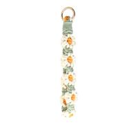 JIHUOO Macrame Daisy Wristlet Keychain Boho Flower Wrist Lanyard Handmade Braided Keychain Keyring Wrist Strap Cute Phone Bracelet Strap Key Chain Holder Strap Green White