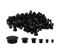JIHUOO Plastic Hole Plugs - Rubber Door Screw Hole Covers (120 Pcs), Black