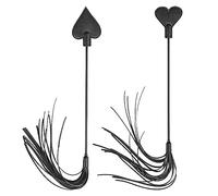 JIHUOO PU Leather Paddle Black Horse Riding Crop Whip Horse Jump Bat Equestrian Crops with Tassels Bedroom Play Toys for Adults B