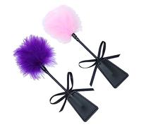 JIHUOO PU Leather Paddle Horse Riding Crop Whip Long Horse Whips Feather Cleaning Duster Equestrian Crops Bedroom Role Play Toys for Adults Pink and Purple