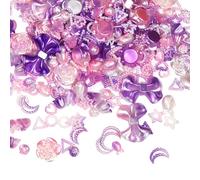 JIHUOO Slime Charms: 100g Resin Flat Back Star, Flower & Bow Embellishments for Phone Case, Hair Decor, Scrapbooking