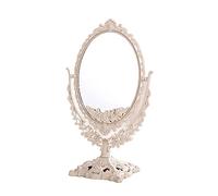 JIHUOO Tabletop Vanity Makeup Mirror Swivel Double Sided Cosmetic Mirror Dressing Beauty Mirror Adjustable Mirror for Table Desk Oval