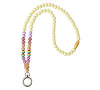 JIHUOO Teacher Breakaway Lanyards Wooden Beaded Lanyard Cute Boho Lanyard Keychain Lanyards for ID Badges Key Chain Holder Colorful Beads