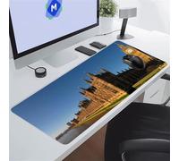 Jiian Gaming Mouse Mat Retro Architecture Large Mouse Pad Washable Laptop Desk Pad, Keyboard Pad Large Size, Improved Precision and Speed for Home Office Gamer 700x400x3 mm
