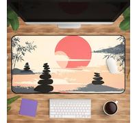 Jiian Gaming Mouse Pad 800x400x2 mm Large Mouse Mat XXL Mousepad XL Extended Desk Mat with Non-Slip Base and Stitched Edge for Office/Gaming (Ink Landscape Painting)