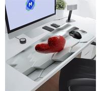 Jiian Gaming Mouse Pad, Large Mouse Mat 1000x500x3 mm, Extended Big Desk Pad, with Anti-Slip Rubber Base and Stitched Edges Mousepad XXLfor Gamer, Office & Home (White Geometric Hearts)