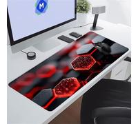 Jiian Gaming Mouse Pad, Large Mouse Mat 1000x500x3 mm, Extended Big Desk Pad, with Anti-Slip Rubber Base and Stitched Edges Mousepad XXLfor Gamer, Office & Home (Red Geometric)