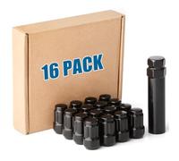 JiiinMiiin M10x1.25 ATV Lug Nuts - 16pcs Closed End 6 Spline 10x1.25 Wheel Nuts Cone/Acorn Seat with Socket Key, Black