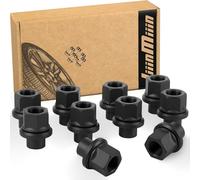 JiiinMiiin M22x1.5 Heavy Duty Truck Semi Truck Lug Nuts, 33mm (1.3“) Hex 19mm Sleeve Flanged Black Wheel Nuts, Fit Steel Dual Wheels with Hub Piloted Seat & 26mm Bolt Hole Size of 10PCS
