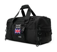 JIIJCAAC 50L Gym Bag with British Flag - Tactical Holdall for Men, Waterproof Military Duffle with Shoe Compartment for Football, Travel & Outdoor
