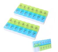 JIIJCAAC 7-Day Pill Box - Pill Boxes 7 Day 2 Times A Day-Daily Medication, Pill Organiser,Tablet Tablet Organiser for Travel (Blue-green-2pcs)