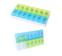 JIIJCAAC 7-Day Pill Box - Pill Boxes 7 Day 2 Times A Day-Daily Medication, Pill Organiser,Tablet Tablet Organiser for Travel (Blue-Green)