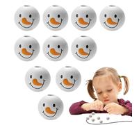 Jiimhte 20MM Christmas Wooden Beads, 10 White Round Wooden Beads with Face for Winter Decorations