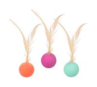 Jiimhte 3Pcs Cat Bouncy Ball With Feather, Cat Ball Toys, Bouncy Tails Toys For IndoorCats, Interactive Feather Toy For Engaging Play And Trainin