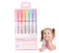 Jiimhte Colored Curve Highlighter Pen Set | 6 Colors Curve Highlighter Pen Set - Colored Curve Border Pens, Planner Pens for Writing Journaling Note Taking Drawing Scrapbook Art School Supplies