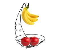 Jiimhte Countertop Fruit Basket Bowl with Banana Hanger, Standing Fruit Vegetable Bowl Storage, Space-Saving Vegetable Storage for Kitchen Dinning Table