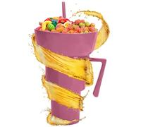 Jiimhte Snack Drink Cup, 2-in-1 Reusable Snack Bowl Drink Cup with Straw, Spill-Proof Beverage Holder Food Container for Travel Picnic Kids Beach Camping Movie Night Adults Outdoor