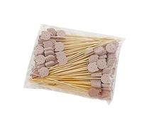 jiingekk 100Pcs Cute Bear Cocktails Pick Appetizer Skewers Wood Toothpicks Garnishs Decorative Sticks Party Supplies Cocktails Pick For Appetizers Drinks
