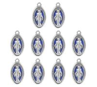 jiingekk 10x Blessed Virgin Pendant Catholic Bracelets Necklace Pendant with Loop Medals for DIY Jewelry Making