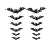 jiingekk 12Pcs Glow-in-the-Dark Bat Wall Decals Halloween Party Decorations PVC Stickers For Indoor Outdoor Home Decor Reusable Halloween Bat Wall Art