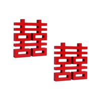 jiingekk 2PCS Traditional Chinese Wedding Wooden Ornament Symbolic Carvings For Ceremony Anniversary Homes Decors Chinese Cultural Wedding Wood