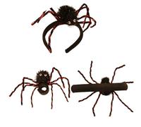 jiingekk 3 Piece Plush Spiders Accessory Set Strong Halloween Costume Items For Kids Youngsters Safe Design Halloween Hairband
