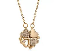 jiingekk 4-in-1 Wearing Lucky Four Leaf Necklace For Women Love-heart Pendant Choker Chain Fashion Jewelry Multi Wearing Models Four Leaf Pendant Convertible Heart Ladies Handmade