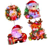 jiingekk 4PCS LED Illuminated Christmas Hanging Ornamentations Set For Festival Atmospheres Creation Energy Efficient Led Light Home Decors