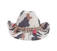 jiingekk Adult Cowboy Hat with Cow Print Pattern for Woman Western Cowboy Hat Model Show Photography Camouflage Cow Print Hats for Women Hats Party