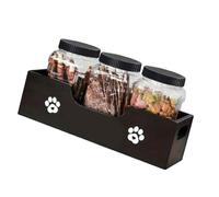 jiingekk Bucolic Pet Food Storage Systems With 3 Secure Containers Snacks Storage Box For Dry Snacks And Kibble Organization Wooden Pet Food Organizers