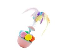 jiingekk Cats Teaser Toy With Colorful Feathered Auto Righting Base Wobble For Active Kitten Indoor Simulation Interactive Pet Stress Relief Toy