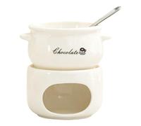 jiingekk Ceramic Chocolate Melting Bowl with Designs Sweet Fondue Cup with Fork Earthenware Chocolate Amalgamation