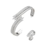 jiingekk Everyday Wear Jewelry Set Wheat Pattern Adjustable And Matching Rings For Versatile Styling Copper Jewelry Set With Zircon Stone