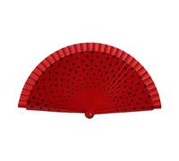 jiingekk Folding Fan, Flamenco Spanish Wood Folding Fan Dots Pattern Modern Classical Vintage Wood Hand Fan for Dance Perfornamnces Party - Big red and black spots