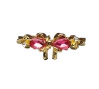 jiingekk Hollow Bowknot Rings Elegant Abstract Rings Opening Alloy Texture For Fashion Youthful Women Daily And Party Use Adjustable Statement