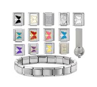 jiingekk Italian Charm Link Jewelry Making Part Module Accessaries Stainless Steel Texture Making Supplies Italian Charm Set