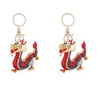 jiingekk Pack Of 2 Elegant Chinese Dragon Keychains Sparkling Rhinestones Zodiacs Keyring For Handbags Party Decoration Matching Dragon Keychains Gift Set