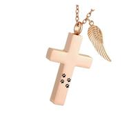 jiingekk Pet Memorial Pendant Necklace Rustproof Metal Locket Urn Storage Case For Ashes And Dog Cats Loss Remembrances Pet Cremation Crossed