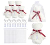 jiingekk Plush Bear Keychains Thank You Tages White Organza Bags Towels For Baby Showers Favor Wedding Birthday Party Supplies