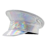 jiingekk Shimmering Captain Hat For Adult PatentLeather Cap For Bachelorette Party Music Festival Carnivals