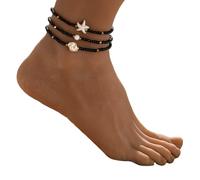 jiingekk Vacation Jewelry 3 Pack Elastic Anklets With Irregular Resin Beads For Beach Accessories Starfishes Stretch Anklets