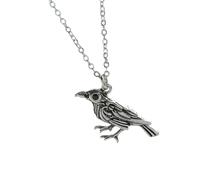 jiingekk Vintage Inspire Crow Pendant Necklace Punk Rock Accessory Sturdy Alloy Chain Gothic Jewelry For Women Men Punk Styles Crow Jewelry