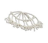 jiingekk Woven Pearls Tassels Hat Faux Embellished Hat Bridal Party Hair Accessory For Elegant Occasion And Parties Luxurious Imitation Headpiece
