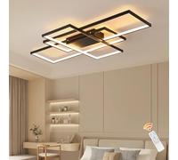 JIINOO Black Modern LED Ceiling Light, Dimmable Remote Control, 50W, 90cm