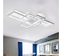 JIINOO Ceiling Light, Modern LED Ceiling Lamps with 3 Squares,75W Cool White Simple Design Aluminum Acrylic Flush Mount Ceiling Lights Fixtures for Kitchen Dining Living Room Study 6000K,White