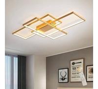 JIINOO Dimmable Ceiling Light 50W,3 Square Gold LED Ceiling Light with Remote Control 3 Colors,Modern LED Chandelier Flush Mount Ceiling Lamp Fixtures for Living Dining Room Bedroom Kitchen Office
