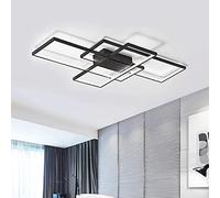 JIINOO LED Ceiling Light,75W Modern Ceiling Lamp,3-Squares Aluminum Acrylic Black LED Chandelier, Modern Simple Flush Mount Ceiling Light Fixture for Dining Living Room Study Kitchen,Cool White/6000K