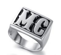 JIiopCFegh diamond ring， Biker Hip-Hop Punk Flat Signet Jewellery Band for Riders & Rappers Hip