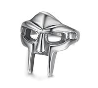 JIiopCFegh diamond ring， Metal Face Punk Doom Mask Ring Stainless Steel Hip Hop Inspired(Q)